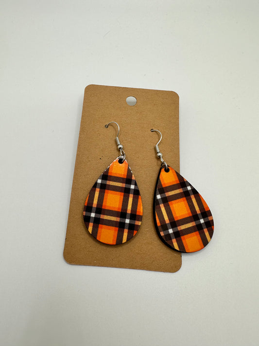 Orange Plaid Earrings