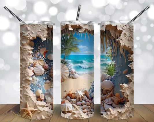 3D Cracked Wall Beach Tumbler