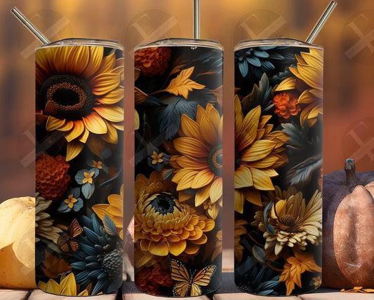 3D Fall Sunflower Tumbler