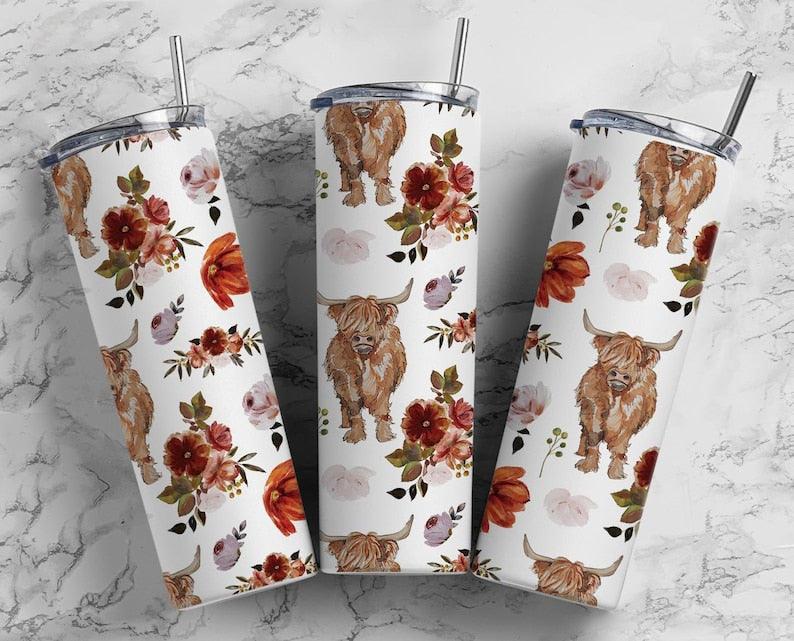 Fall Highland Cow Tumbler