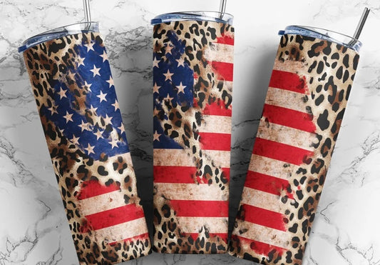 Cheetah Print Flag Tumbler