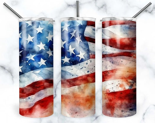 American Flag Tumbler