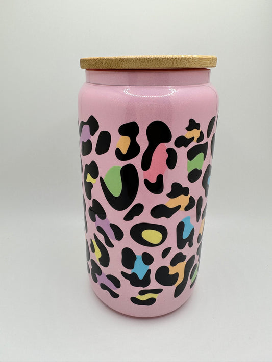 Leopard Print Glass Cup