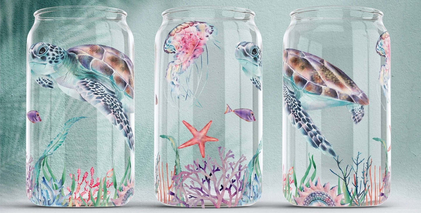 Sea Turtle Glass Tumbler