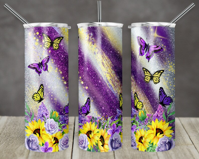 Purple Butterfly Tumbler