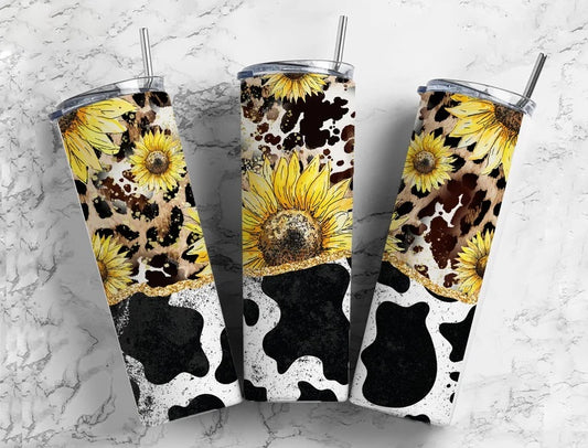 Sunflower Cow hide Tumbler