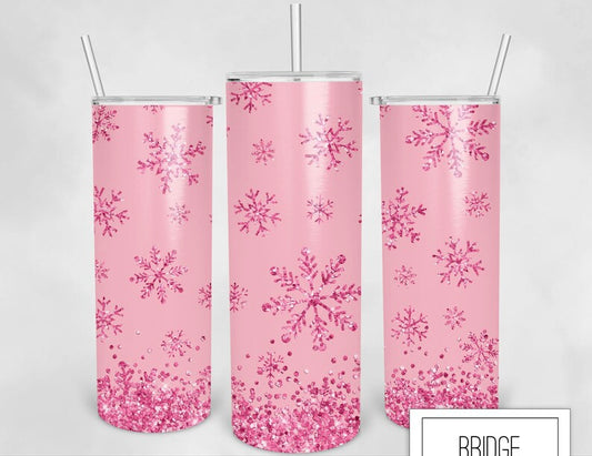 Pink Snowflake Tumbler